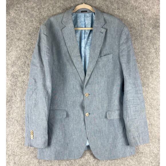 Joseph Abboud Linen Blazer Sport Coat Mens 44L Blue Slim Fit 2 Button - Picture 1 of 16